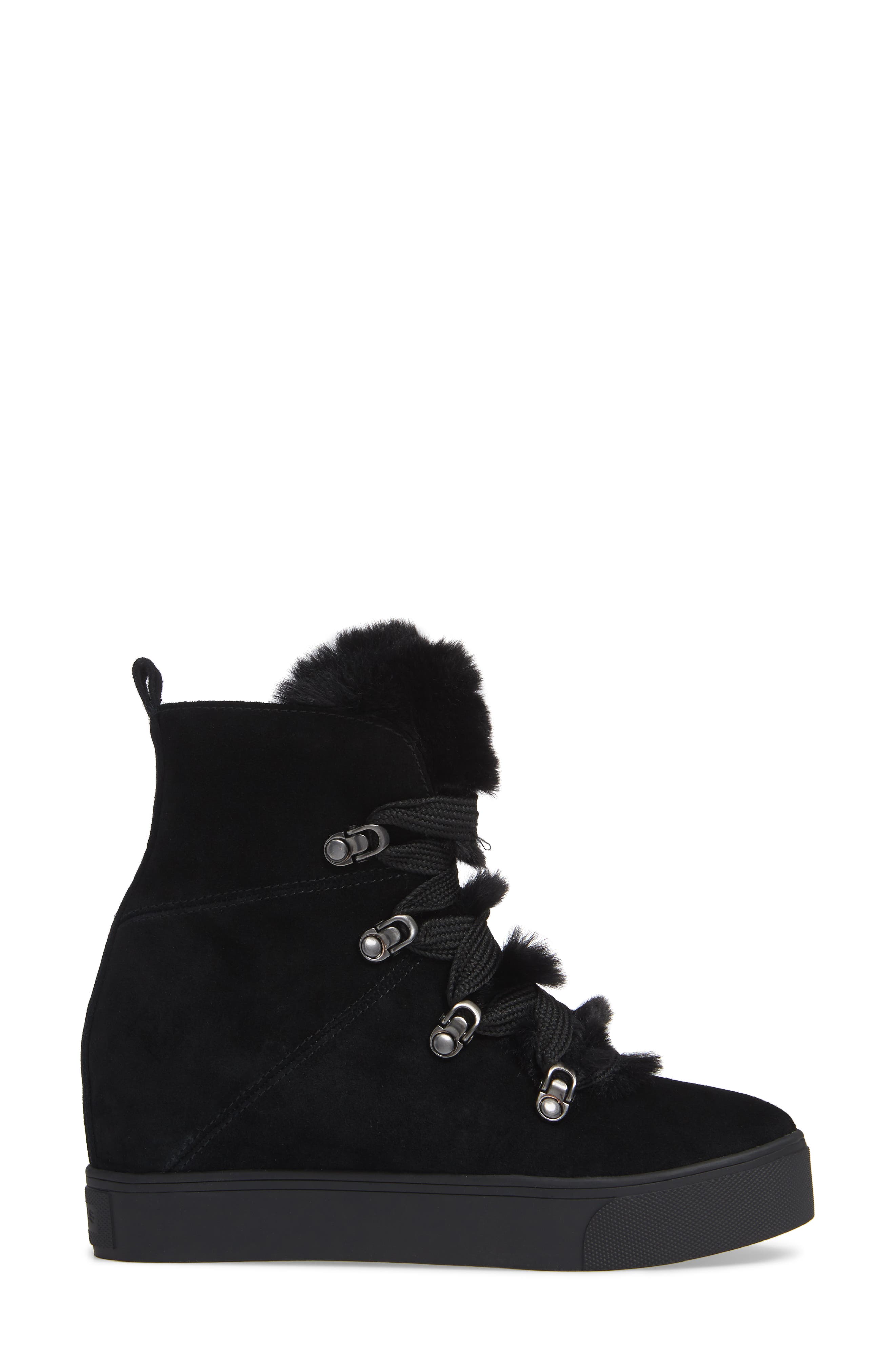 JSlides Whitney Faux Fur Trim High Top Sneaker, Alternate, color, 
