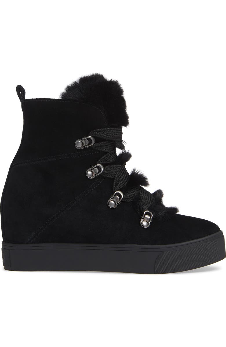 JSlides Whitney Faux Fur Trim High Top Sneaker, Alternate, color,