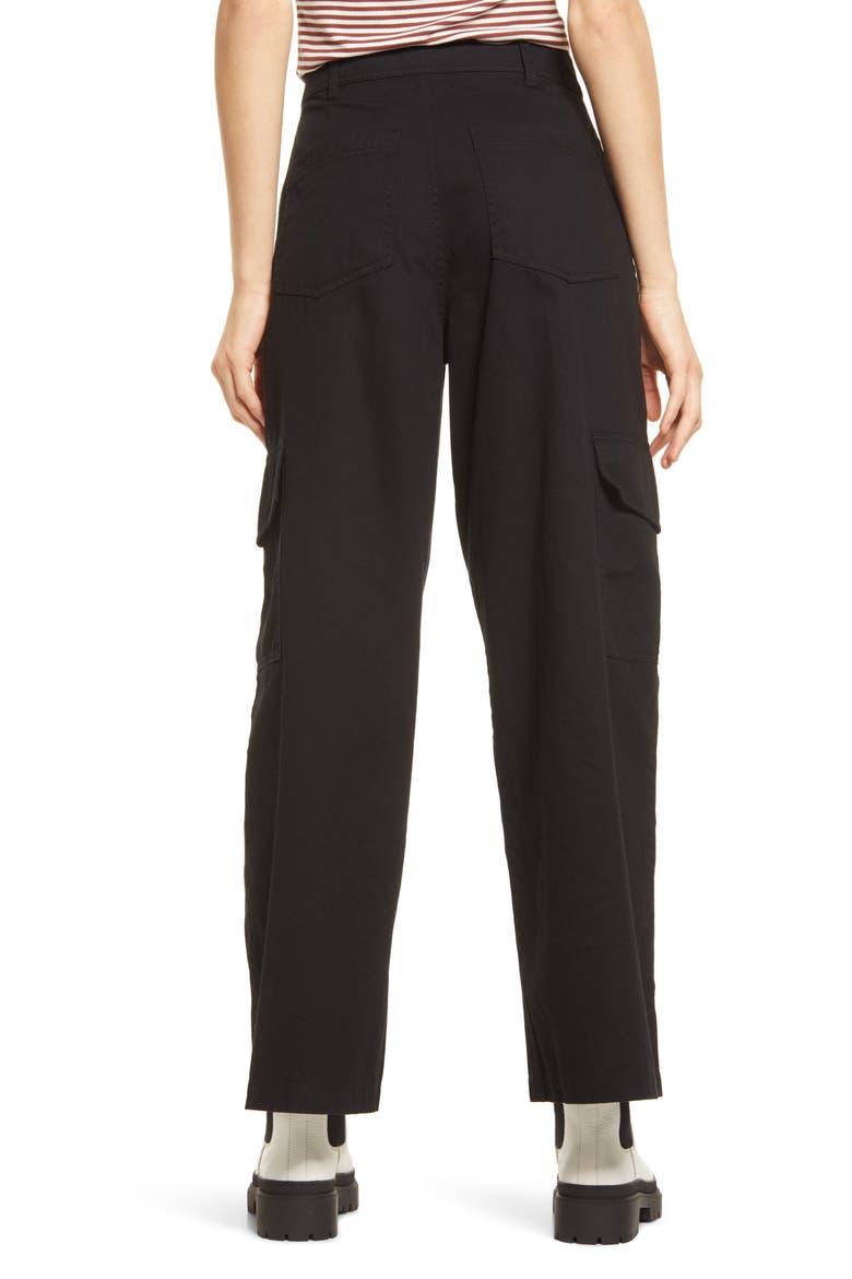 High Waist Cargo Pants, Alternate, color, BLACK