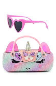 OMG Accessories Sunglasses with Butterfly Glitter Case