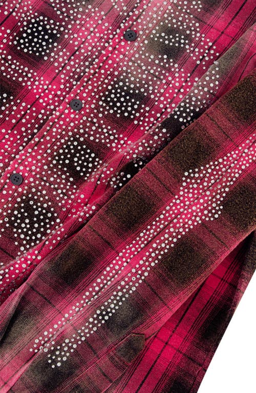 Rolling Loud Bones Studded Flannel Button-up Shirt In Red