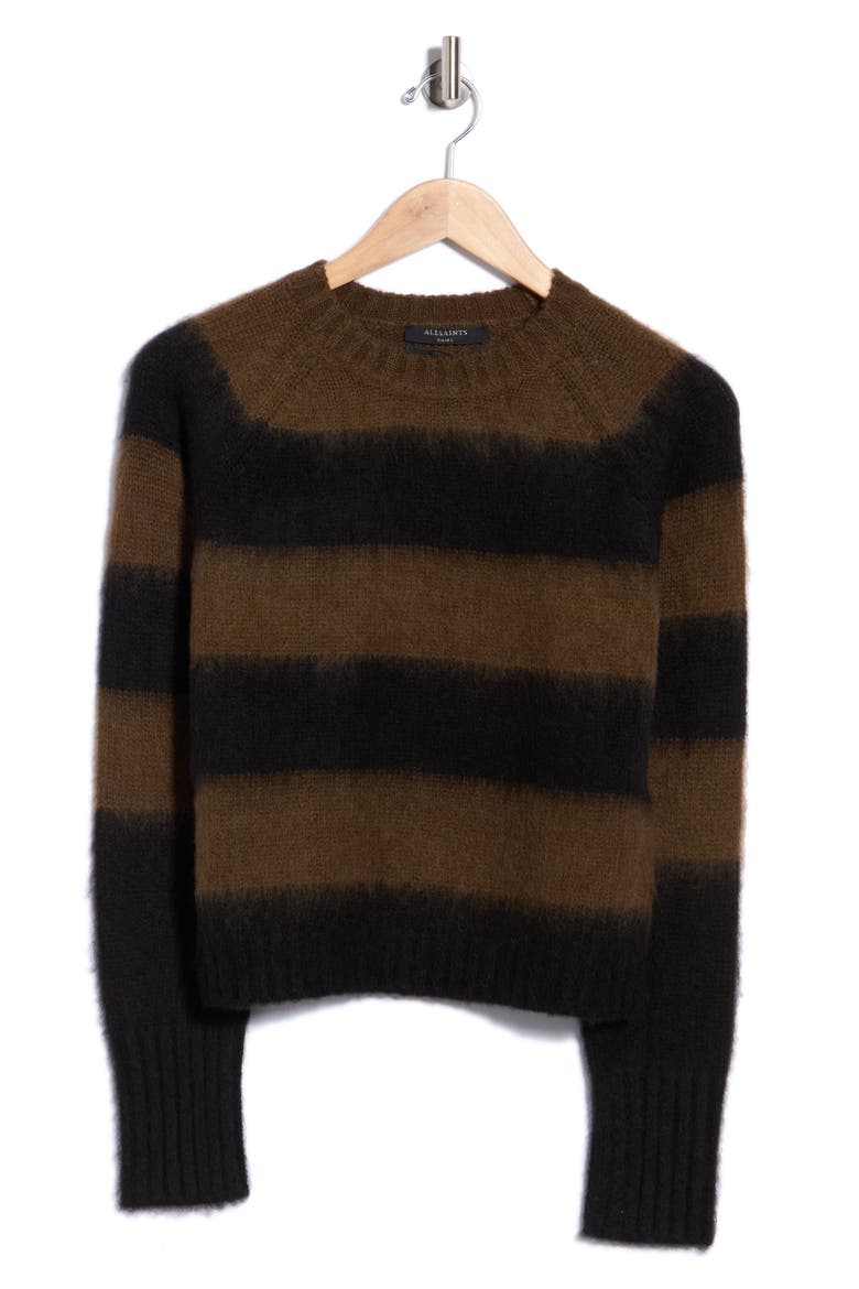 Lou Striped Crewneck Sweater, Main, color, BLACK/ GREEN