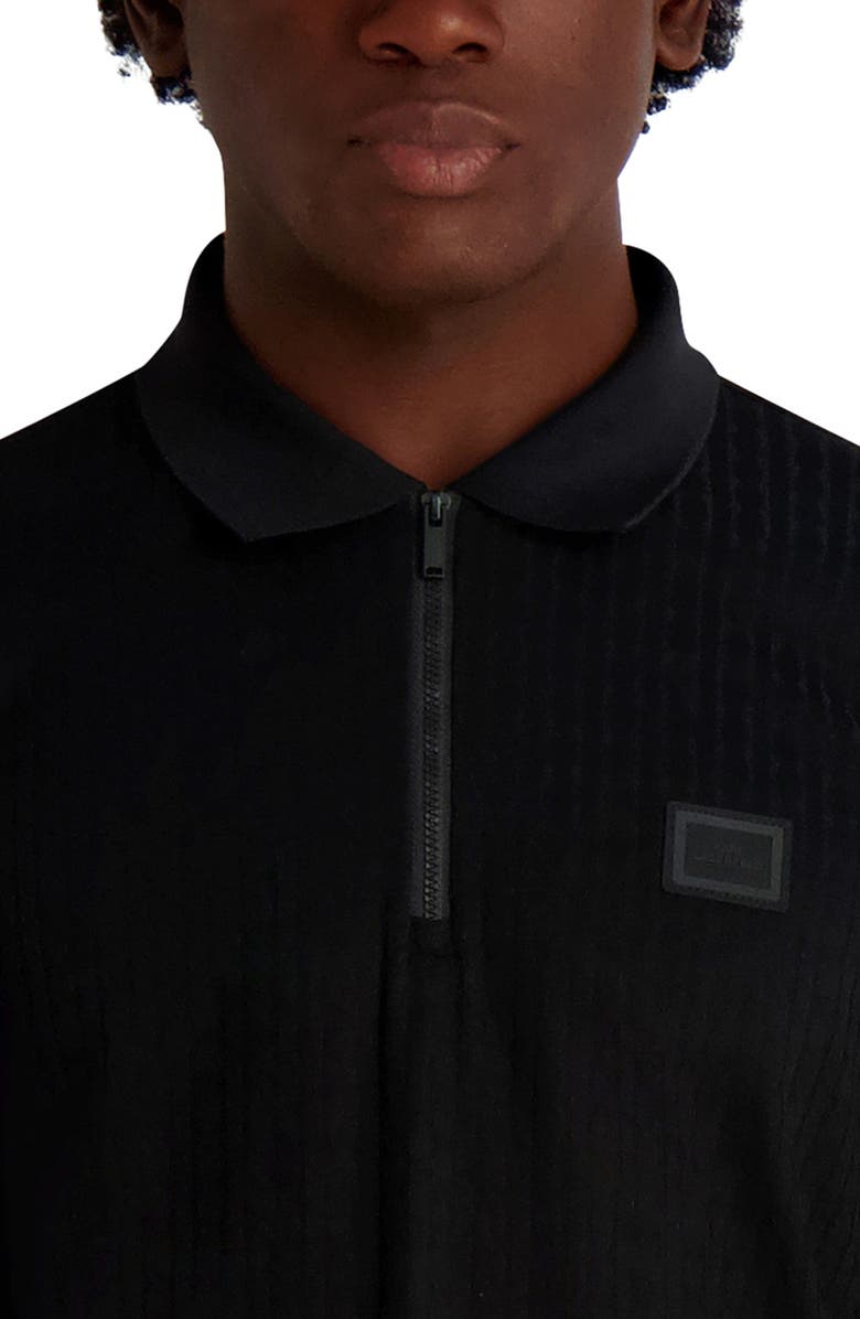 KARL LAGERFELD PARIS Quarter Zip Knit Polo, Alternate, color, Black