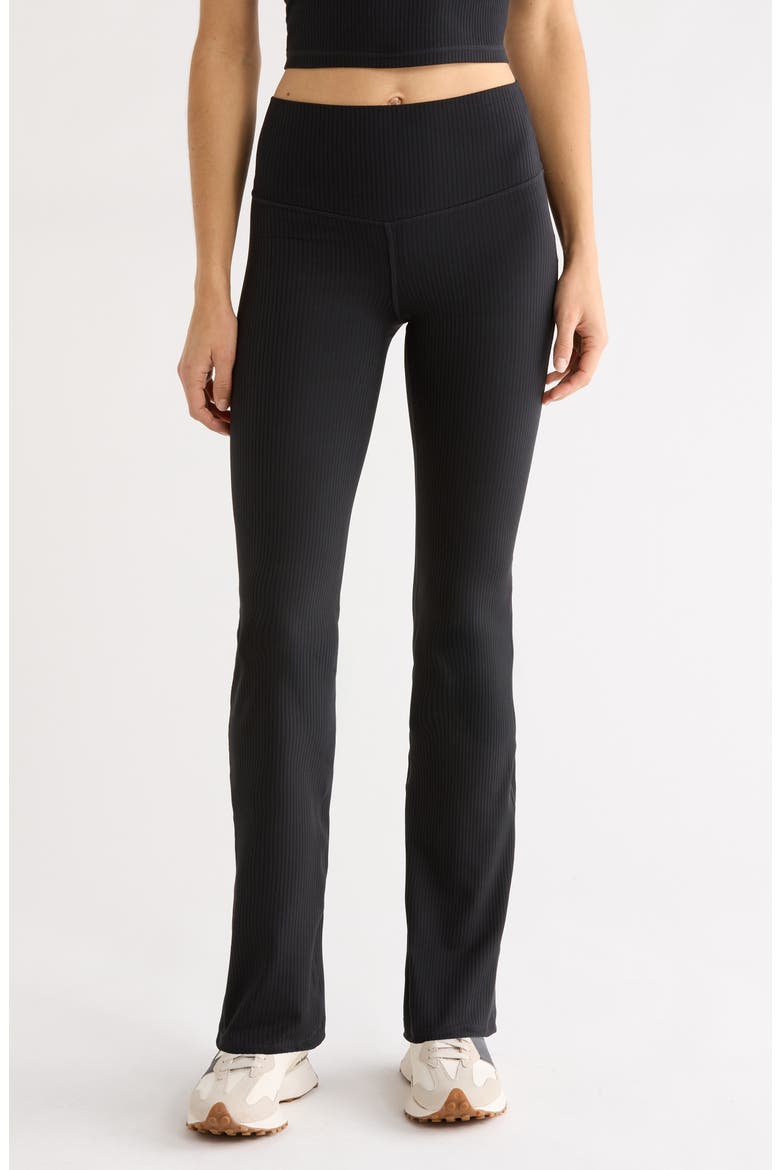 Thrive Rib Bootcut Pants, Main, color, BLACK