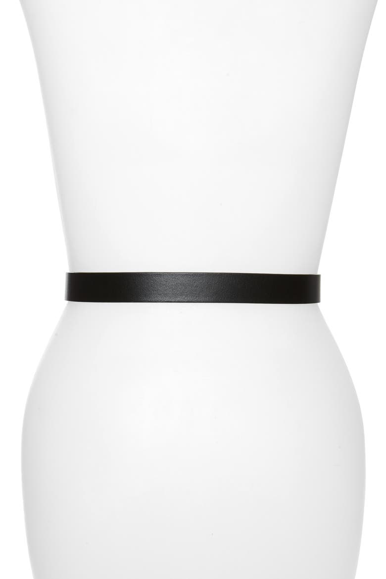 Logo Keeper Leather Belt, Alternate, color, BLACK