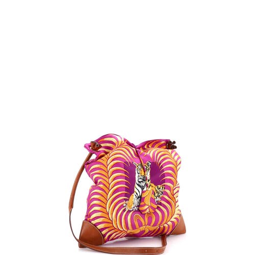 Pre-owned Hermes  Hermes Silky City Bag Printed Silk And Leather Pm In Multi