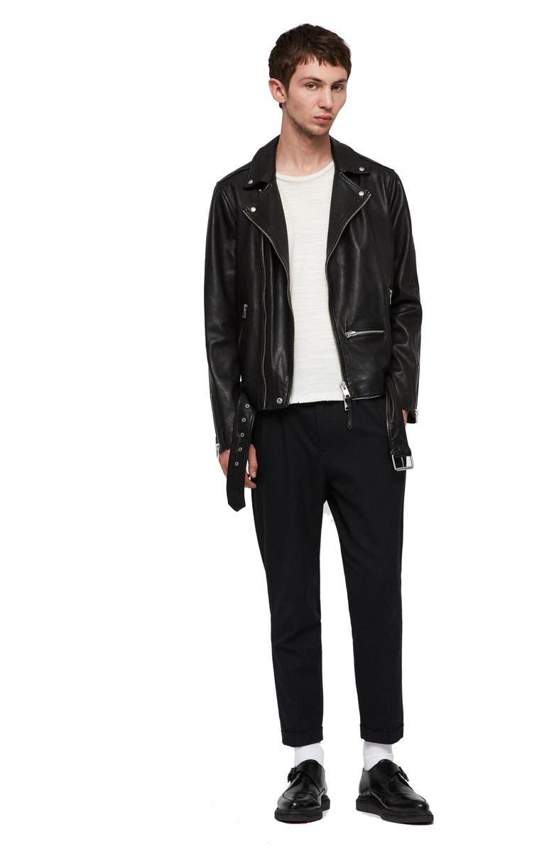 AllSaints Wick Slim Fit Leather Biker Jacket, Alternate, color,