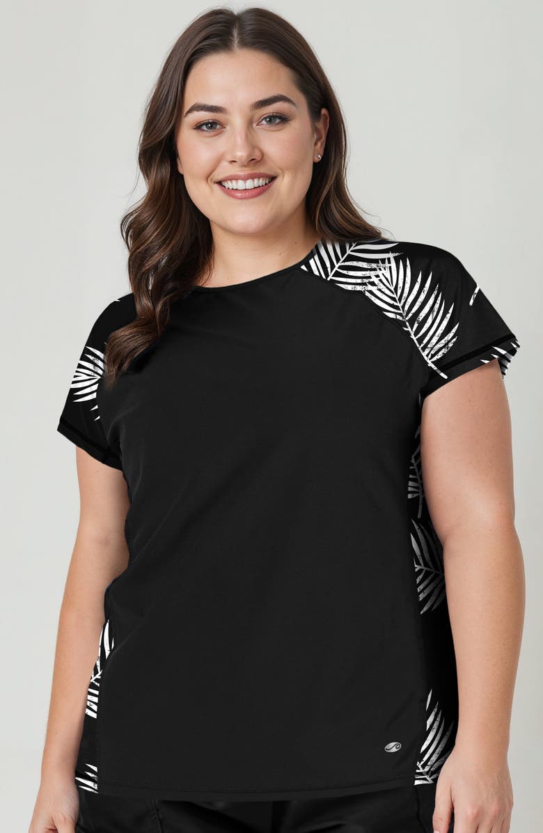 Calypsa Plus Size Loose Fit Adele Swim Top, Main, color, Black/Black Palms
