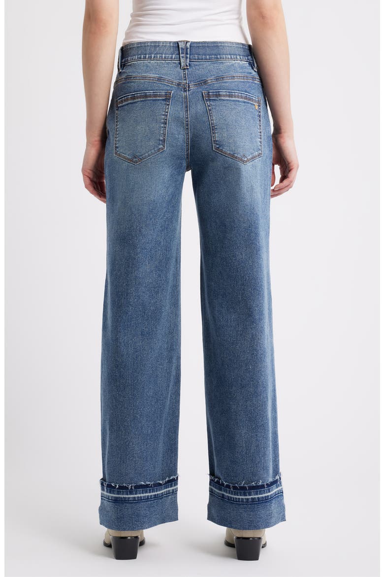 Sam High Waist Reversed Released Hem Wide Leg Jeans, Alternate, color, MID BLUE ARTISANAL