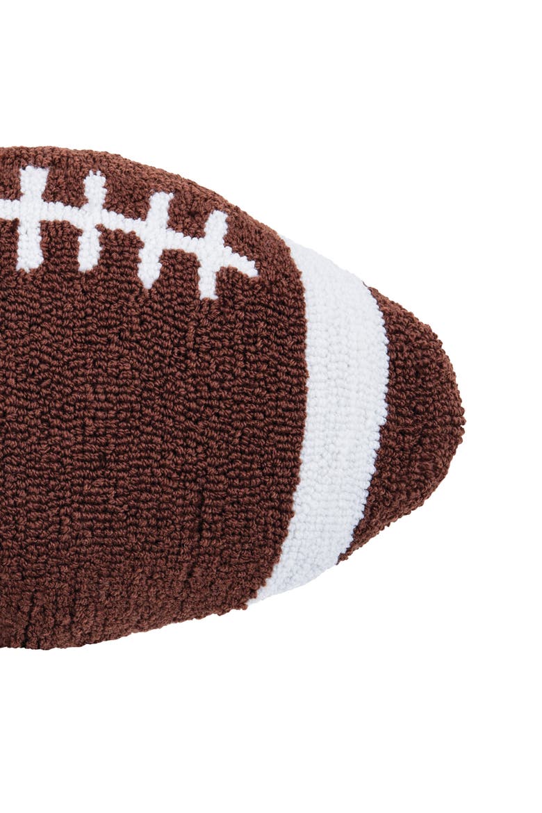 American Football Shaped Hooked Mini Accent Pillow 10.5" x 18", Alternate, color, Brown