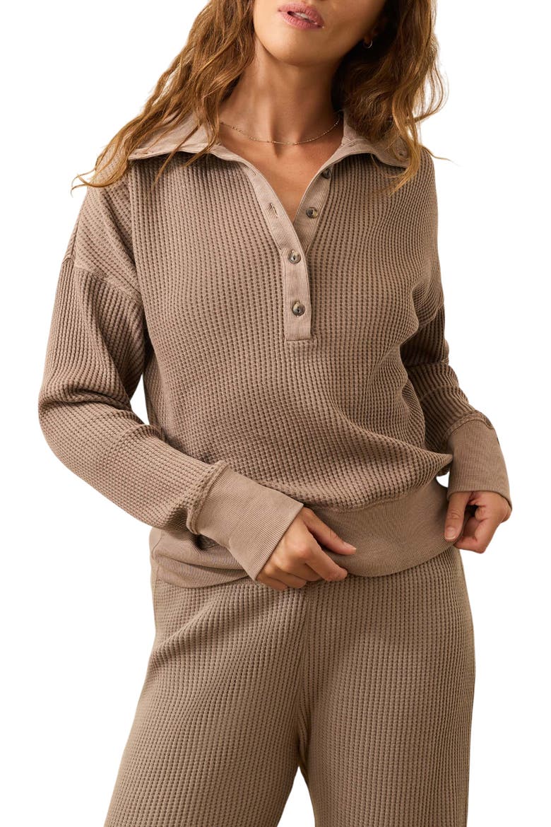 Surf Organic Cotton Waffle Henley, Main, color, WOOD SMOKE
