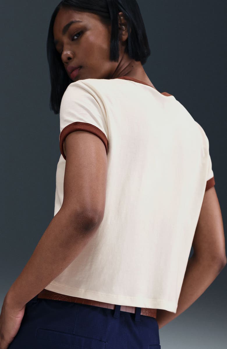 Nike Sportswear Crop 1972 Marathon Ringer T-Shirt, Alternate, color, Pale Ivory/ Fauna Brown