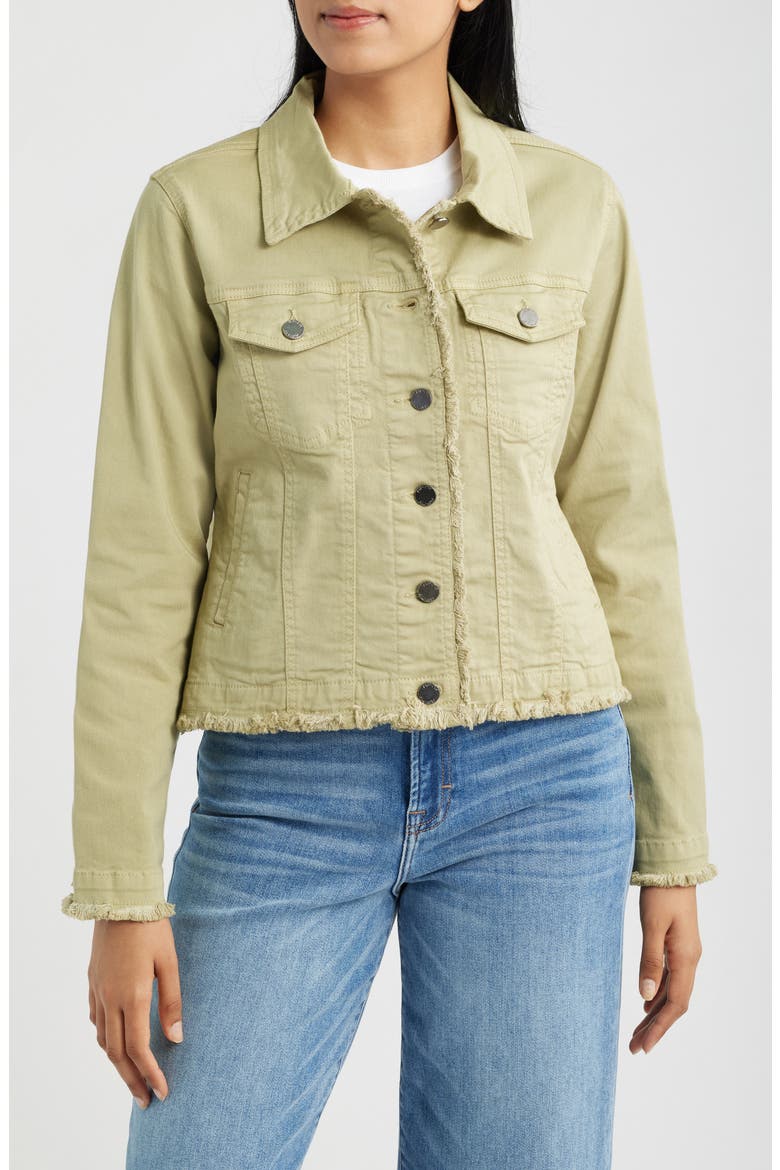 Frayed Denim Jacket, Alternate, color, SAGE GREEN