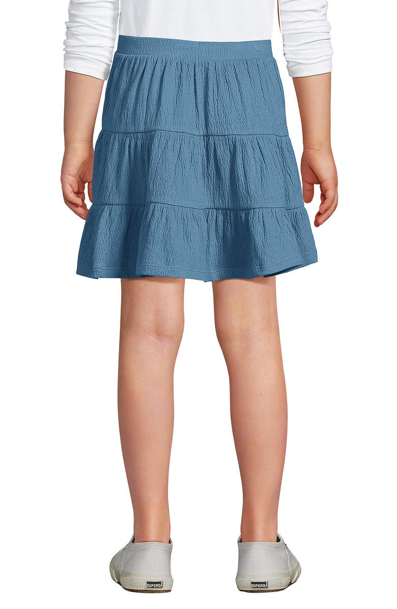 Lands' End Girls Knit Gauze Tiered Skirt, Alternate, color, Muted Blue