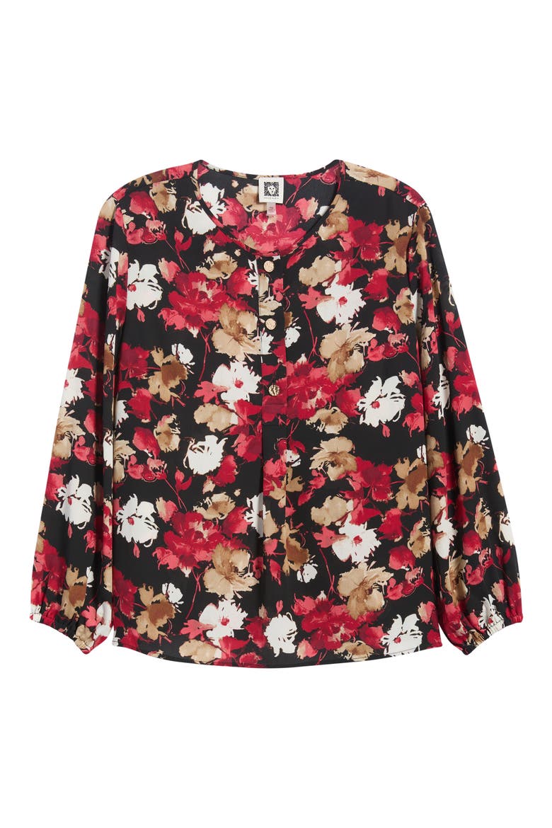 Floral Long Sleeve Top, Alternate, color, ANNE BLACK MULTI