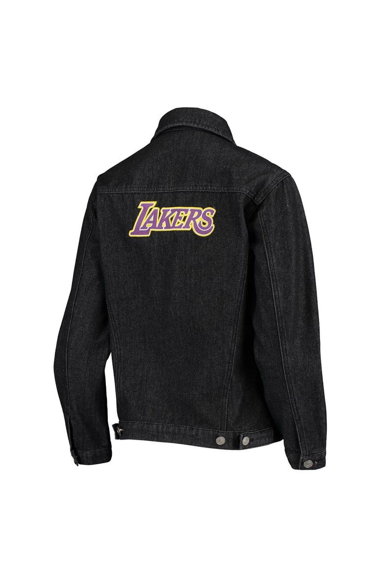 Women's The Wild Collective Black Los Angeles Lakers Patch Denim Button-Up Jacket, Alternate, color, Black