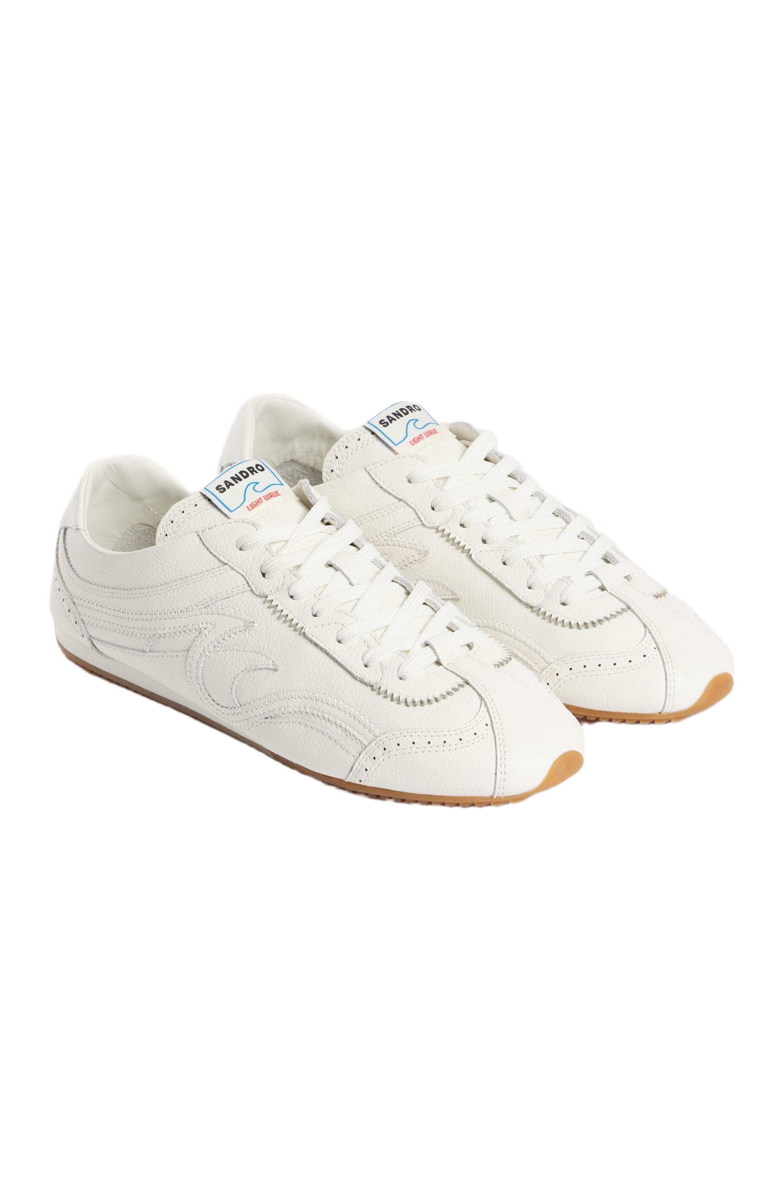 Light Wave leather trainers, Main, color, Ecru