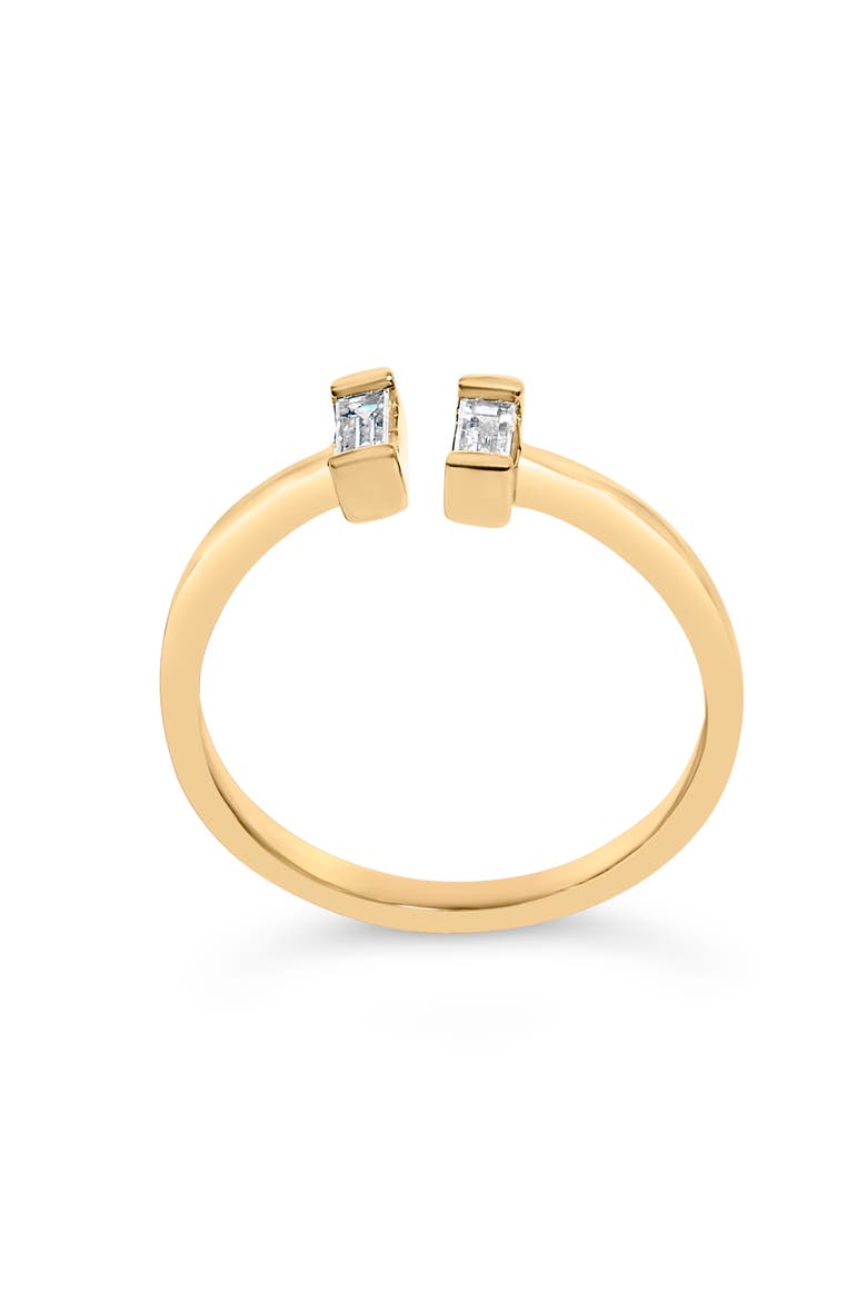 14K Yellow Gold Plated Sterling Silver 1/5 Ctw Baguette Diamond Open Band Ring, Alternate, color, Yellow Gold over Silver