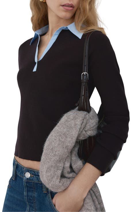 Mixed Media Collar Sweater (Regular & Plus)