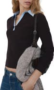 MANGO Mixed Media Collar Sweater
