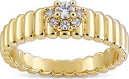 Sterling Forever Ribbed Halo Ring