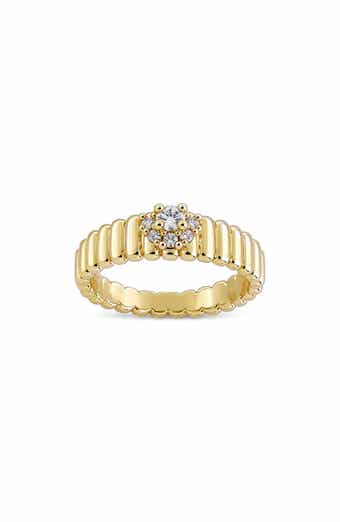 Ribbed Halo Ring