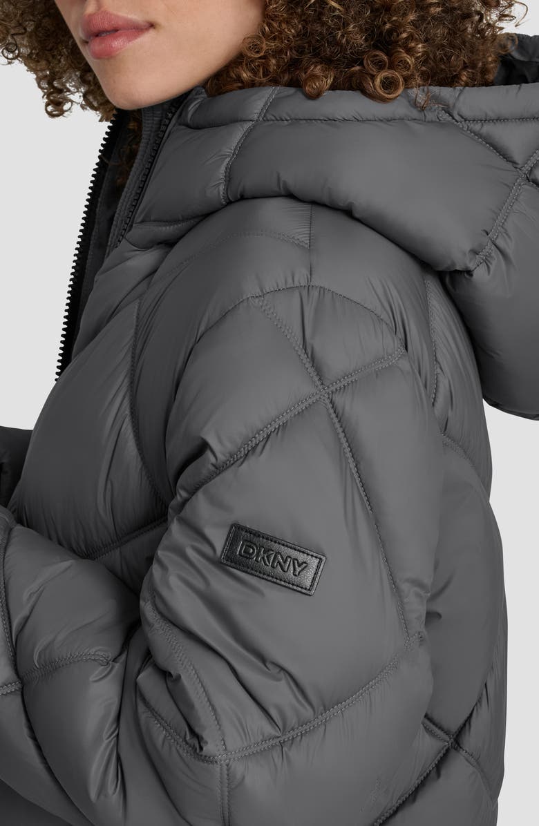 DKNY Diamond Quilted Puffer Coat, Alternate, color, Titan