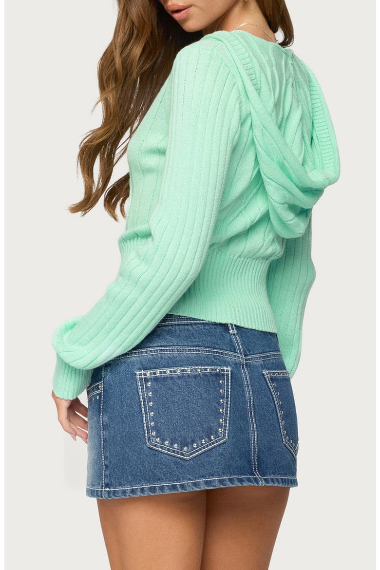 Lali Cable Knit Hooded Sweater, Alternate, color, MINT