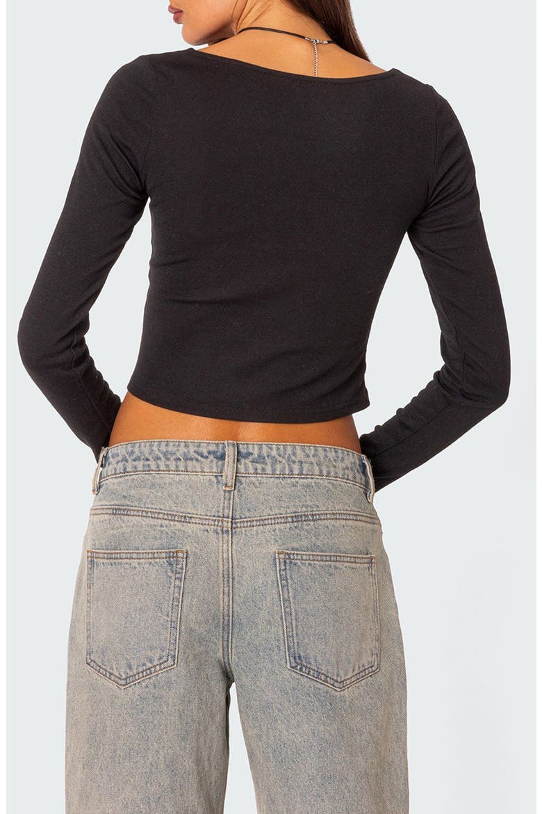 Nat Ruched Crop Top, Alternate, color, BLACK