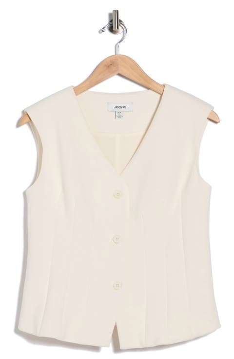 Solid Button Front Vest