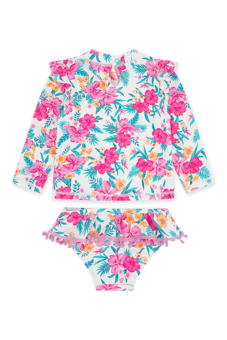 Kids' Play Day Two-Piece Long Sleeve Rashguard Swimsuit, Alternate, color, PINK MULTI