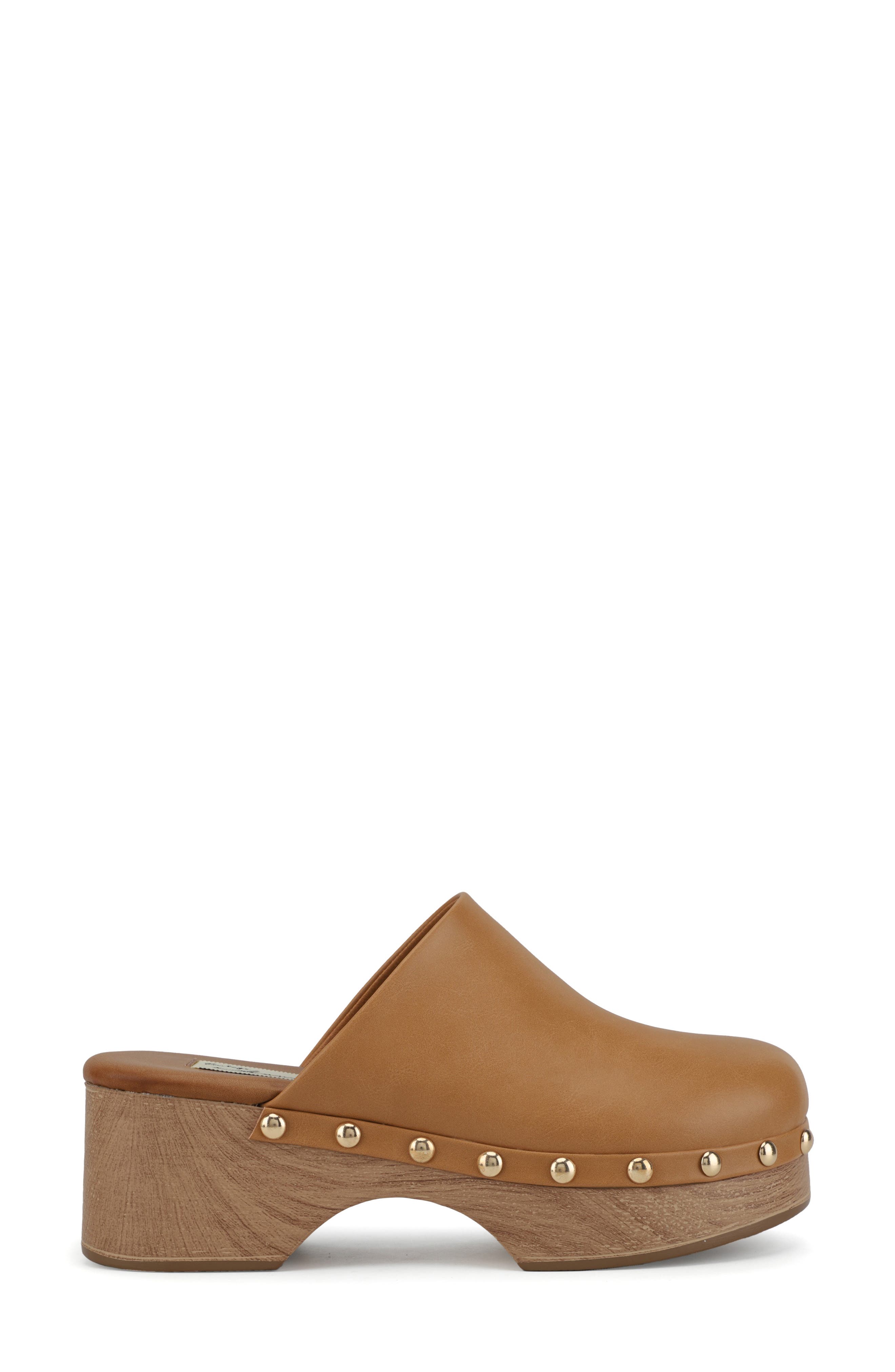 Elaine Faux Leather Clog, Alternate, color, COGNAC