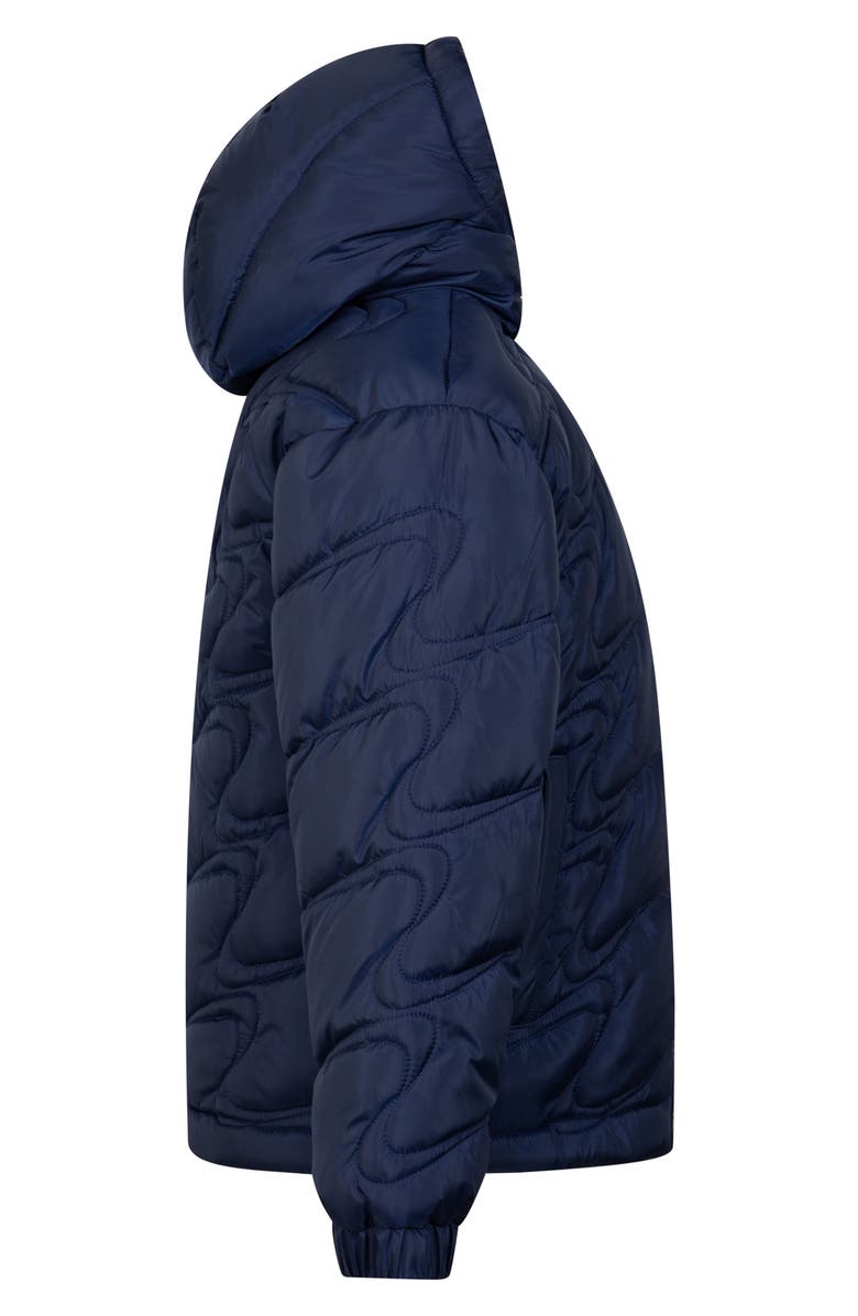 Nike Kids' Swoosh Quilted Hooded Puffer Jacket, Alternate, color, Midnight Navy