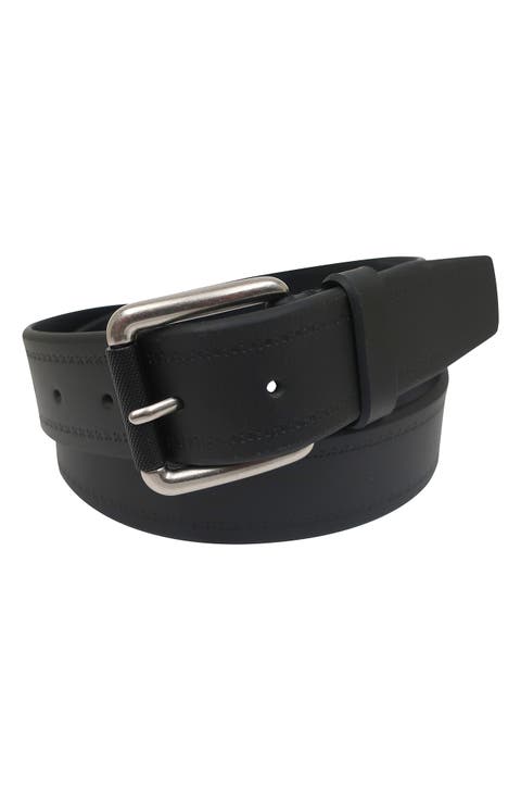 Antiqued Roller Buckle Leather Belt