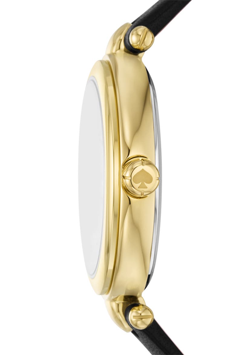 gracie leather strap watch, 32mm, Alternate, color, GOLD