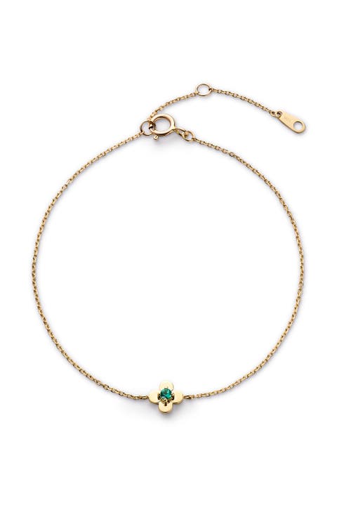 Solid Yellow Gold - Mini Flower Bracelet