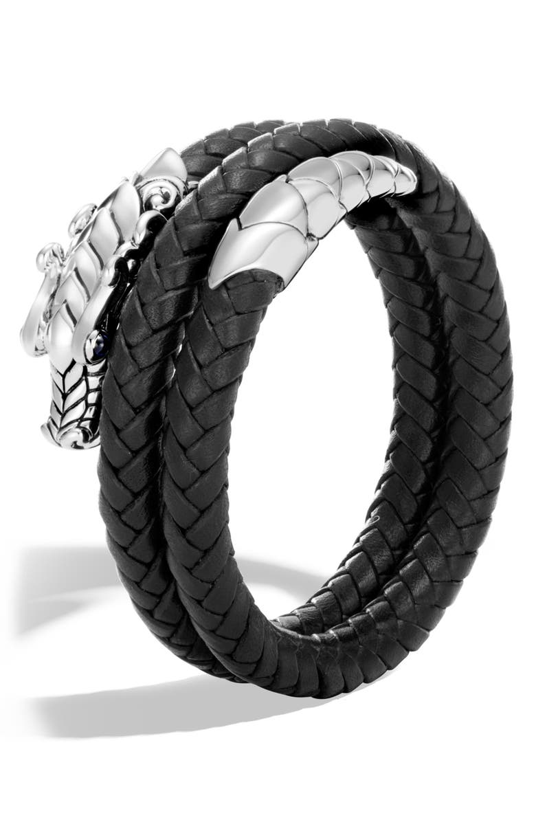 John Hardy Legends Naga Coiled Leather Bracelet, Alternate, color, 
