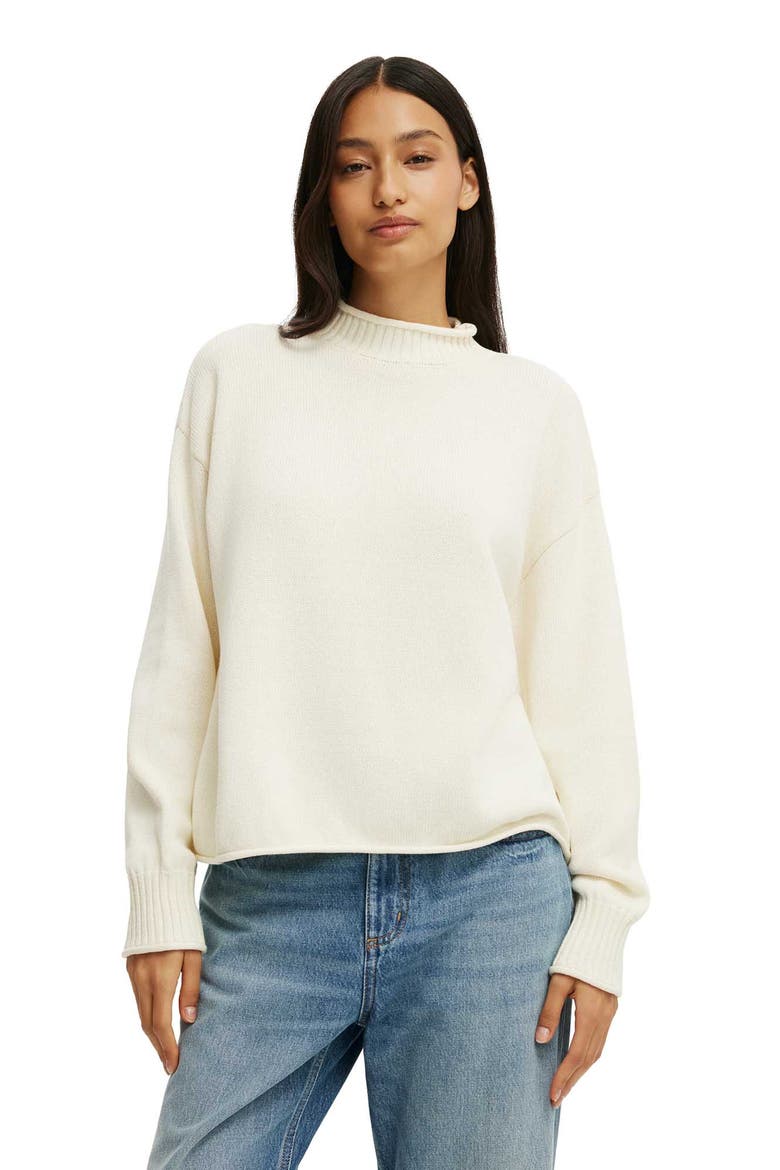 Women's Mila Mock Neck Sweater, Main, color, Porcelain