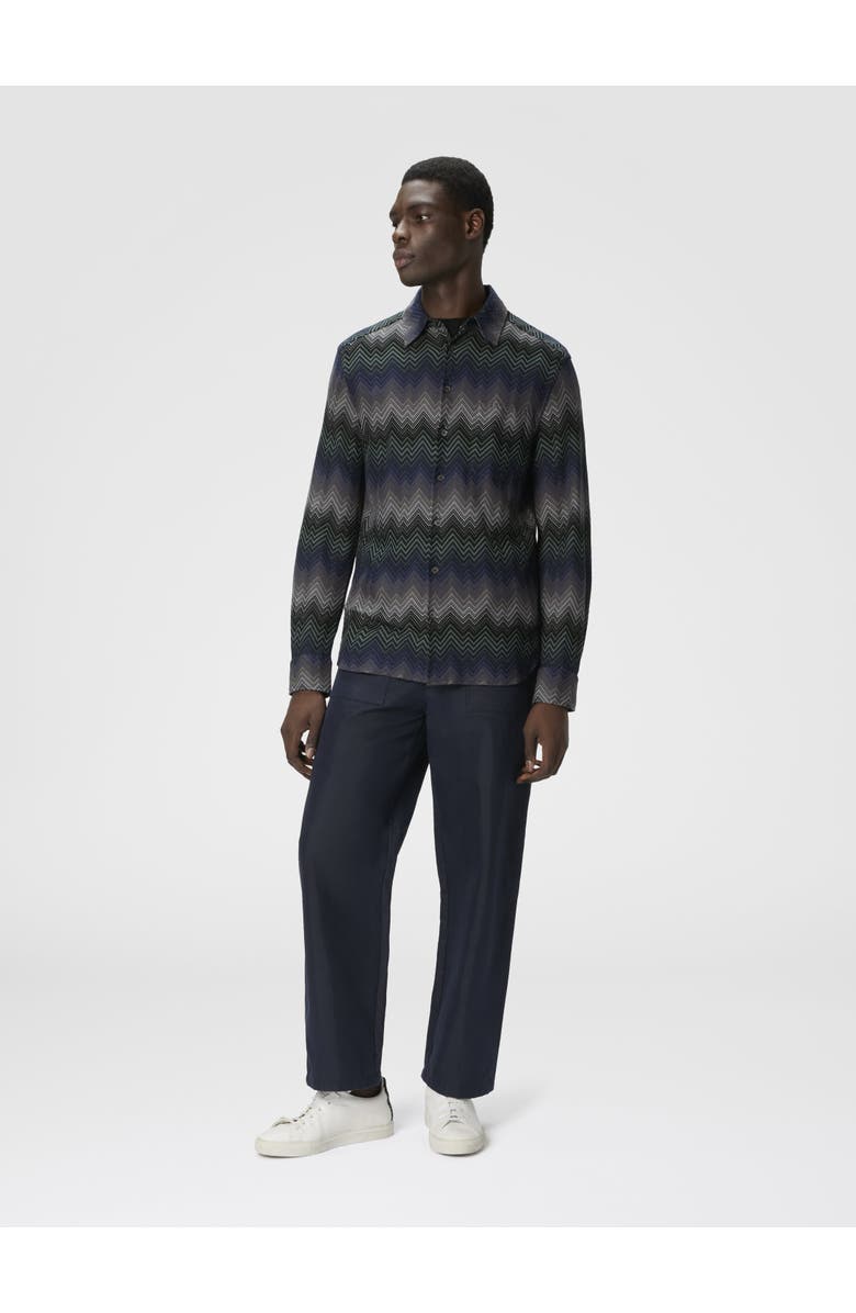 Missoni Long Sleeve Shirt With Irregular Zigzag, Alternate, color, Blue & Green