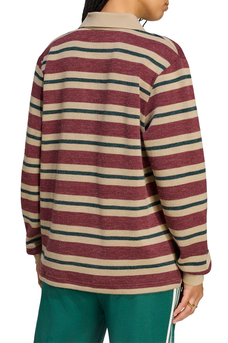 Long Sleeve Striped Knit Polo, Alternate, color, SHADOW RED