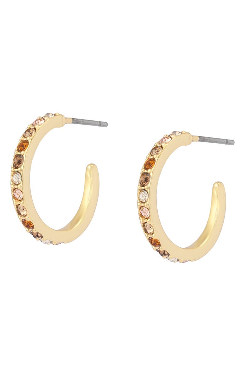 Kurt Geiger London Small Pavé Huggie Hoop Earrings, Alternate, color, Gold/ Neutral