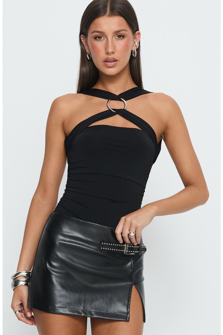Destanee Ring Detail Bodysuit, Alternate, color, BLACK