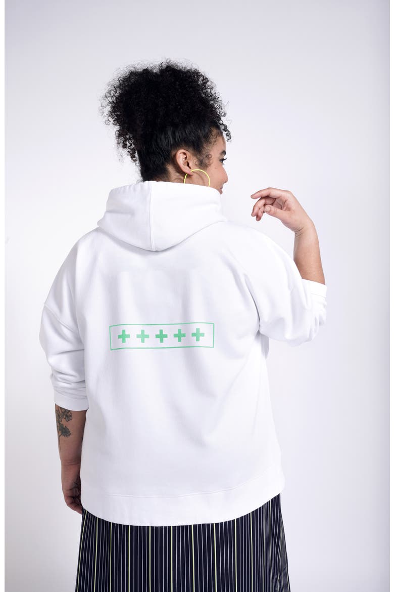 Fleece Sport Hoodie (Nordstrom Exclusive), Alternate, color, WHITE GREEN POSITIVE