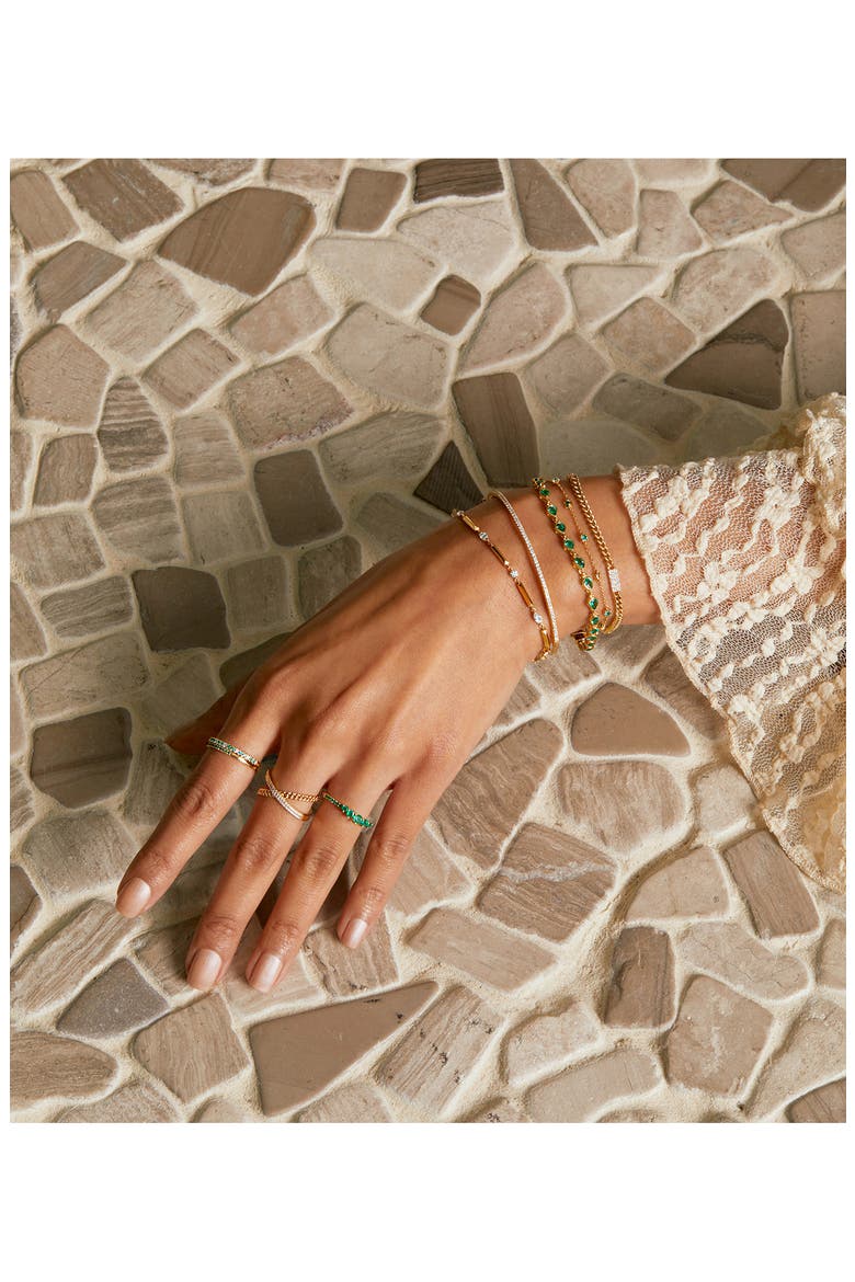 El Mar Emerald & Diamond Stacking Ring (Nordstrom Exclusive), Alternate, color, YELLOW GOLD