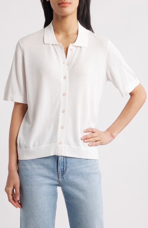 Shop Mavi Jeans Button-up Polo Sweater In Antique White