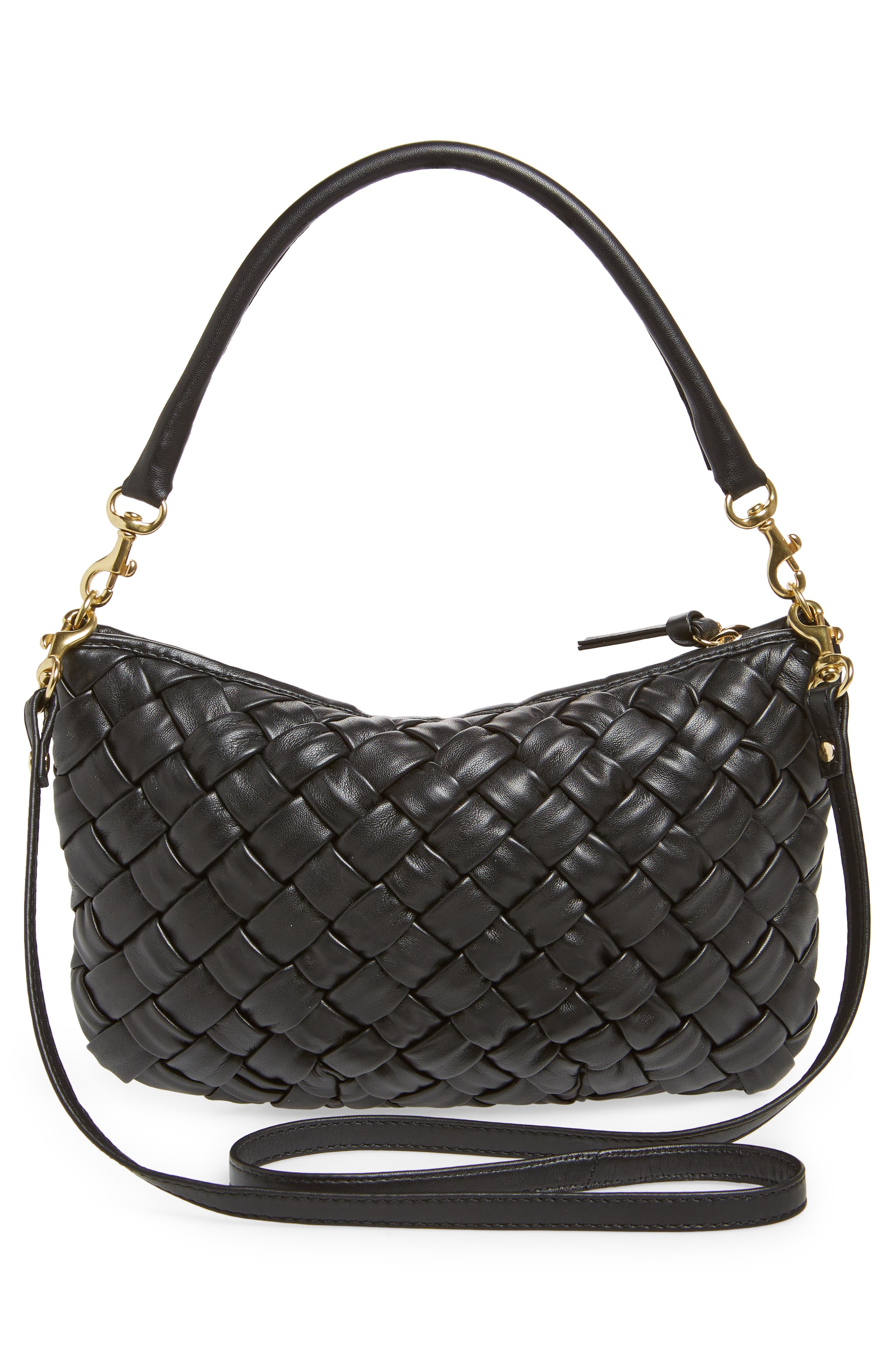 Clare V. Petit Moyen Woven Leather Messenger Bag, Alternate, color, 
