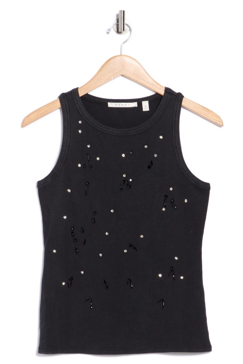 Crystal Embellished Sleeveless Top, Alternate, color, BLACK