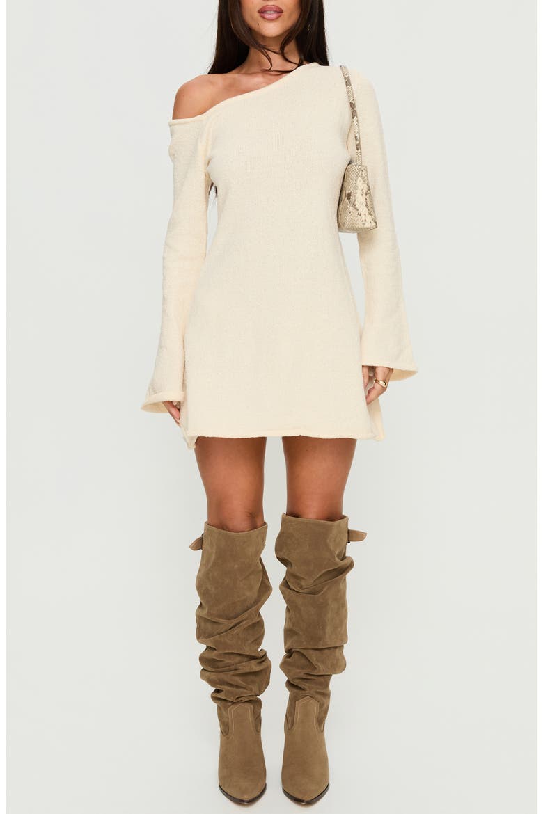 Jaede One-Shoulder Long Sleeve Knit Minidress, Main, color, CREAM