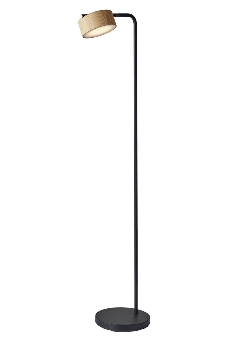 Roman LED Floor Lamp, Main, color, BLACK / NATURAL WOOD