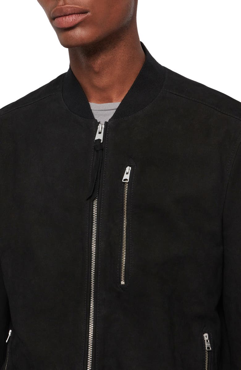 AllSaints Stones Leather Bomber Jacket, Alternate, color, 